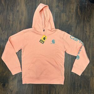 NWT Carhartt Girls Youth LS Pink Hoodie Sweatshirt Small TS7057-G